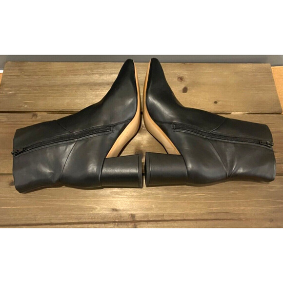 Nordstrom Rack Women's Naja Boots Size 9.5 Black Faux Leather Block Heel Zip Up - Picture 9 of 15